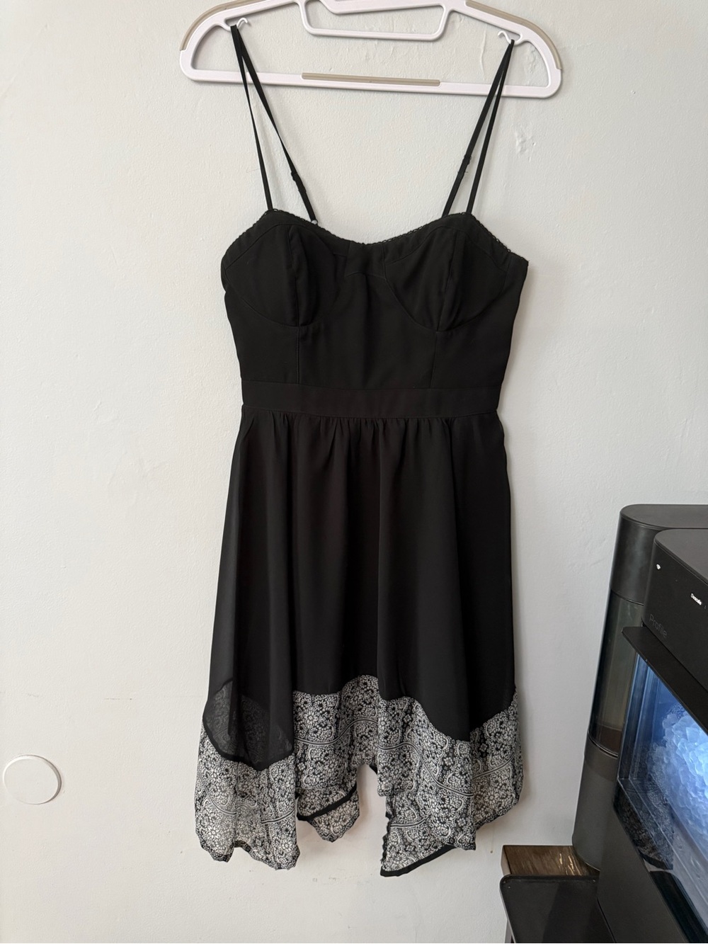 American Eagle Outfitters Black Dress with Printed Hem